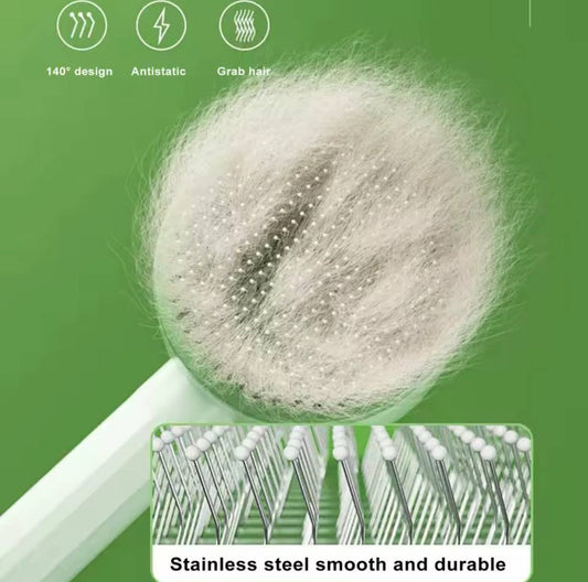 2-in-1 Cat Grooming Brush & Pet Comb – Self-Cleaning Deshedding Tool