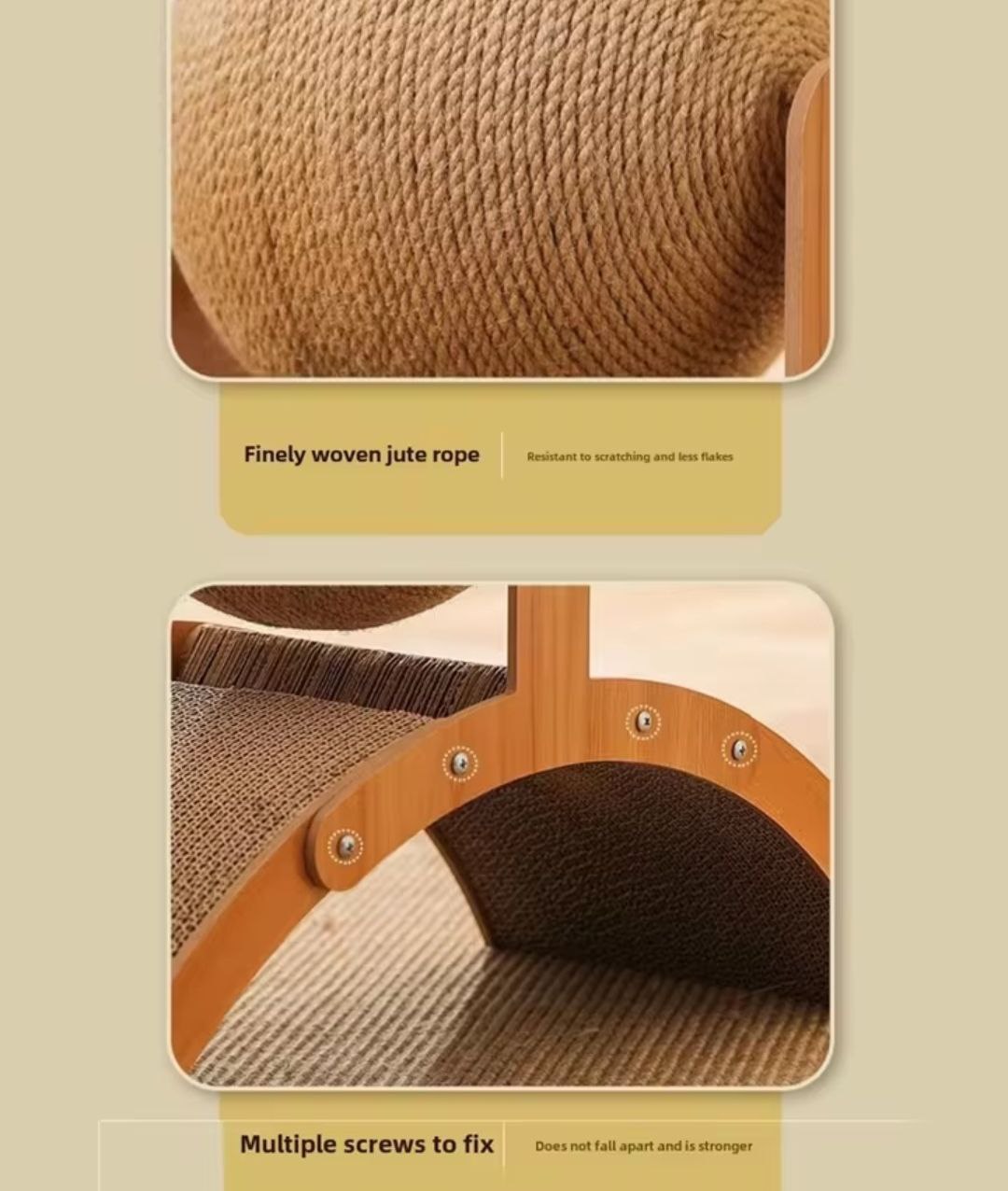Wooden Cat Scratching Ball 2 In 1 Cat Scratcher Sisal Scratch Board Wear-Resistant Grinding Paw Toy Solid Wood Scraper for Cats