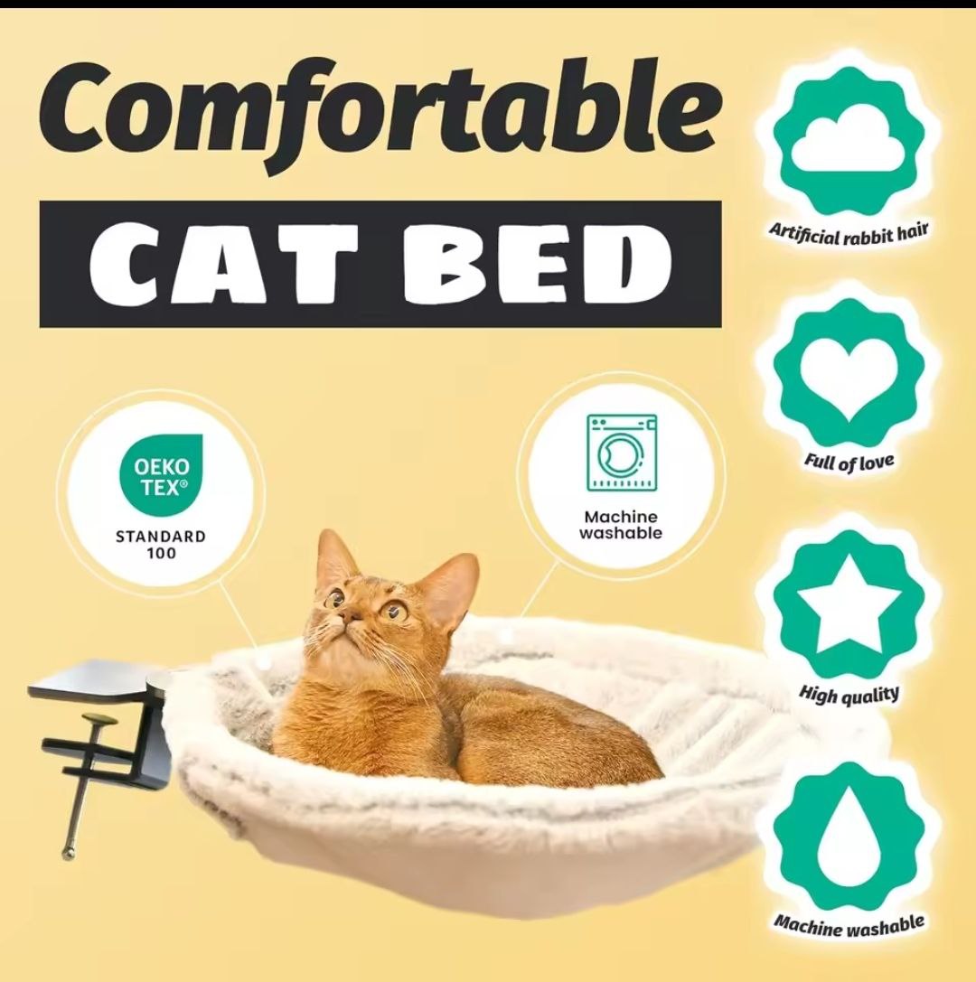 Best-Selling Cat Desk Hammock – Rotating Desktop Cat Bed Stand