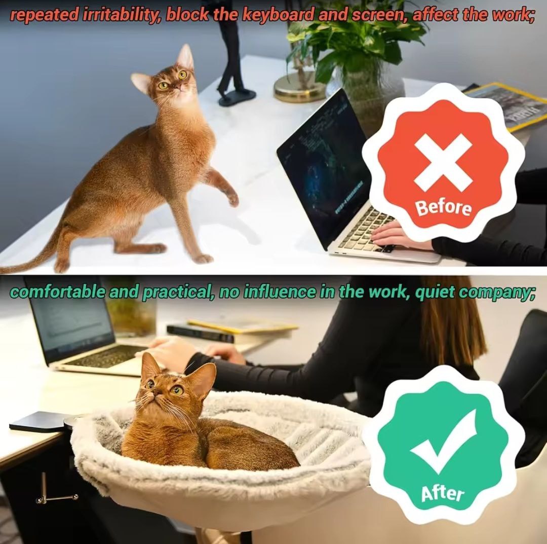 Best-Selling Cat Desk Hammock – Rotating Desktop Cat Bed Stand