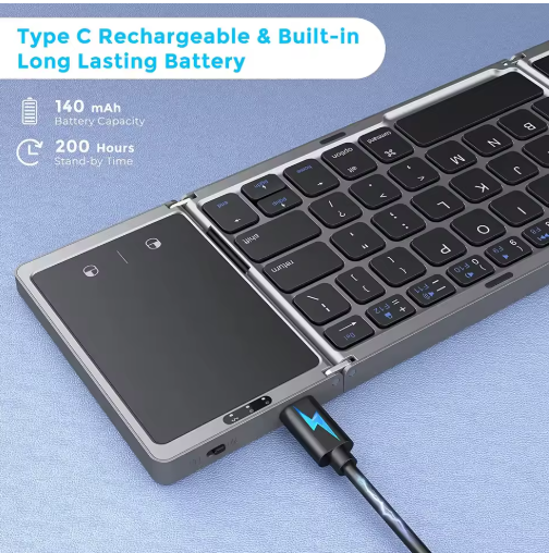 Foldable Bluetooth Keyboard with Touchpad