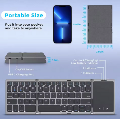 Foldable Bluetooth Keyboard with Touchpad