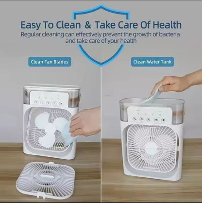 Xiaomi Mini Portable Fan Cooling Water Mist USB Rechargeable Fan LED Night Light Three-in-One Household Air Humidifier