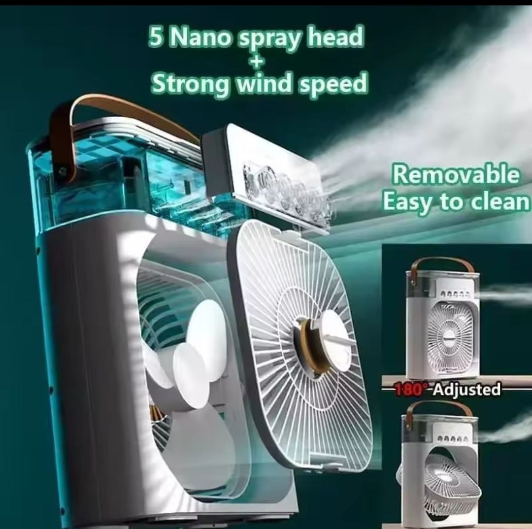 Xiaomi Mini Portable Fan Cooling Water Mist USB Rechargeable Fan LED Night Light Three-in-One Household Air Humidifier
