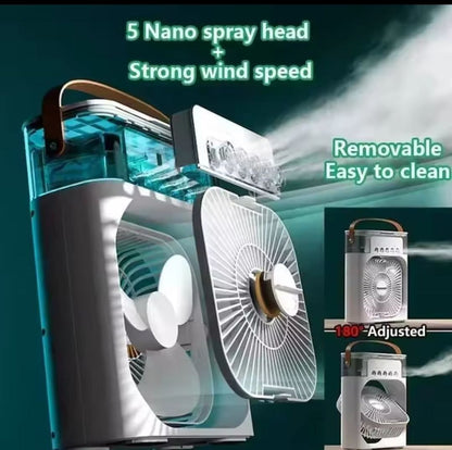 Xiaomi Mini Portable Fan Cooling Water Mist USB Rechargeable Fan LED Night Light Three-in-One Household Air Humidifier