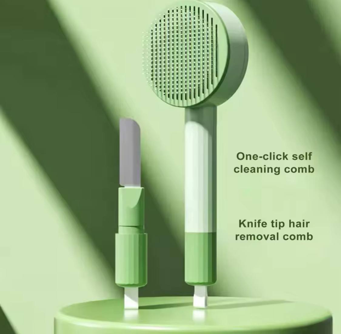 2-in-1 Cat Grooming Brush & Pet Comb – Self-Cleaning Deshedding Tool