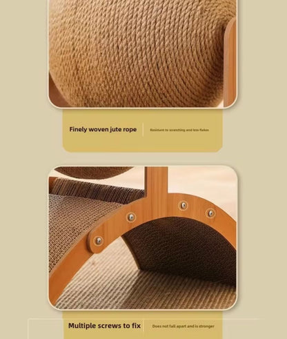 Wooden Cat Scratching Ball 2 In 1 Cat Scratcher Sisal Scratch Board Wear-Resistant Grinding Paw Toy Solid Wood Scraper for Cats