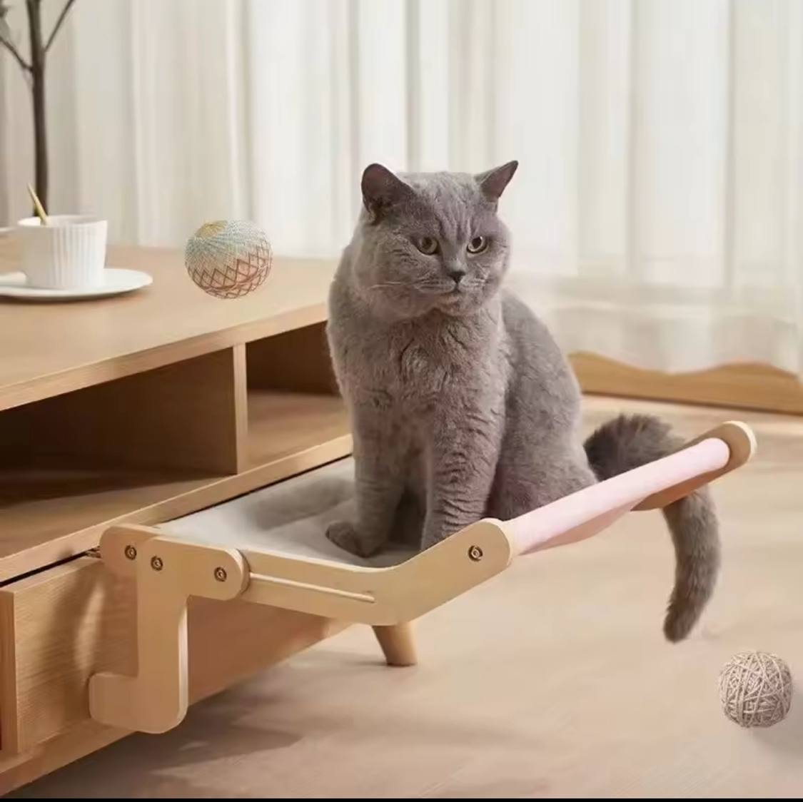 Sturdy Cat Window Wooden Assembly Hanging Bed Cotton Canvas Easy Washable Multi-Ply Plywood Hot Selling Hammock Nest Beds